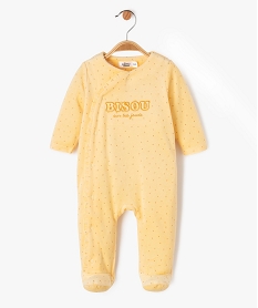 pyjama en velours a motifs pois et inscription pailletee bebe fille jaune pyjamas veloursF182701_4