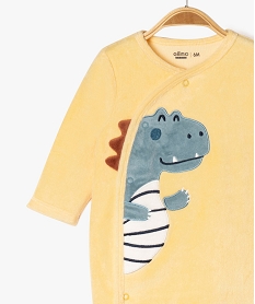 pyjama en velours ouverture devant a motif dinosaure bebe garcon jaune pyjamas veloursF182801_2