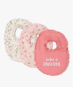 bavoir naissance en jersey et eponge a volant (lot de 3) rose bavoirsF184001_3