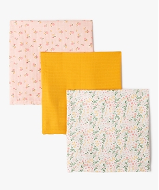lange a motifs fleurs en gaze de coton bebe (lot de 3) jauneF184301_4