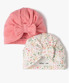 bonnet naissance en jersey plisse a nœud (lot de 2) roseF184901_3