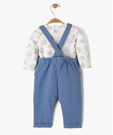 ensemble 2 pieces salopette et body manches longues en jersey bebe bleuF185201_4