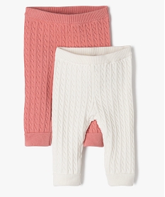GEMO Pantalon en maille torsadée à revers bébé  (lot de 2) Rose