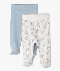 GEMO Pantalon à pieds et ceinture élastique en jersey bébé (lot de 2) blanc standard