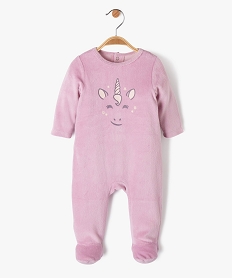 GEMO Pyjama en velours à pont-dos pressionné bébé violet standard
