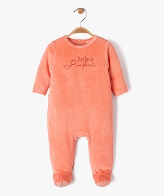 pyjama en velours a pont-dos pressionne bebe rose pyjamas veloursF187601_4
