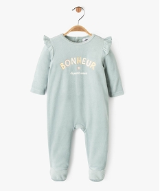GEMO Pyjama en velours avec volants et inscription pailletée bébé fille bleu standard