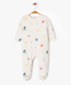 GEMO Pyjama en velours dors-bien motif cœurs bébé blanc chine