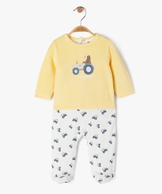 pyjama en velours effet 2 en 1 avec motifs tracteurs bebe garcon jaune pyjamas veloursF189101_4