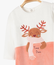 pyjama dors-bien en velours avec motif cerf bebe fille beige pyjamas veloursF190401_2
