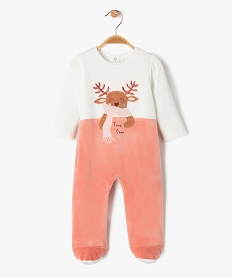 pyjama dors-bien en velours avec motif cerf bebe fille beige pyjamas veloursF190401_4