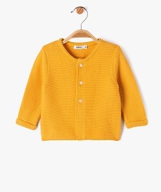 GEMO Gilet brassière en coton tricoté à col rond bébé jaune standard