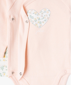 GEMO Body manches longues et fermeture devant croisée bébé fille (lot de 3) rose standard