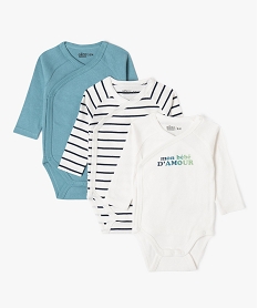 GEMO Body manches longues et fermeture croisée devant bébé garçon (lot de 3) Beige