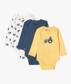 GEMO Body à manches longues avec motifs tracteurs bébé garçon (lot de 3) jaune standard