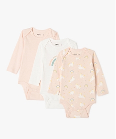 GEMO Body manches longues imprimé à col US bébé (lot de 3) rose standard