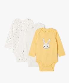 GEMO Body à manches longues avec motifs variés bébé fille (lot de 3) jaune standard