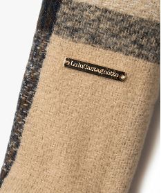 echarpe motif tartan avec fil metallise femme - lulucastagnette beige standard bonnets echarpes gantsF196201_4