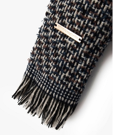 echarpe multicolore finition franges femme - lulucastagnette bleu standard bonnets echarpes gantsF196401_2