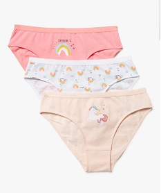 GEMO Culotte coton stretch imprimée licorne fille (lot de 3) Imprimé