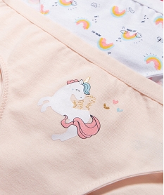culotte coton stretch imprimee licorne fille (lot de 3) roseF197001_2