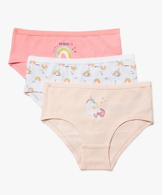 GEMO Shorty coton stretch imprimé licorne fille (lot de 3) Multicolore