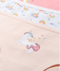shorty coton stretch imprime licorne fille (lot de 3) multicoloreF197501_2