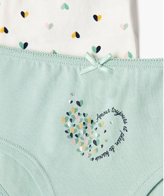 shorties en coton a motifs cœurs fille (lot de 3) vertF197601_2