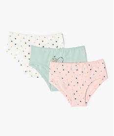 shorties en coton a motifs cœurs fille (lot de 3) vertF197601_3