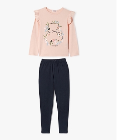 pyjama leger en coton imprime a volants fille - lulucastagnette roseF197901_1