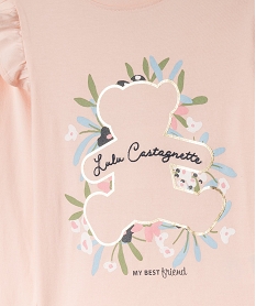 pyjama leger en coton imprime a volants fille - lulucastagnette roseF197901_2