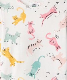 pyjama en coton 2 pieces a motif chats fille blancF198001_2