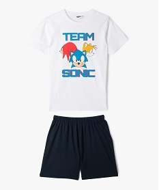 pyjashort bicolore avec motif colore garcon - sonic the hedgehog blancF200801_4