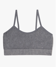 GEMO Brassière en maille côtelée à fines bretelles fille Gris