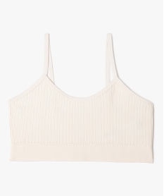 GEMO Brassière en maille côtelée à fines bretelles fille Beige