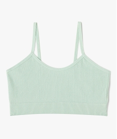 GEMO Brassière en maille côtelée à fines bretelles fille Vert