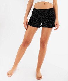 GEMO Short de pyjama avec finitions froncées femme noir standard