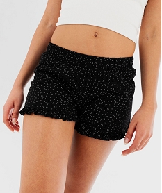 short de pyjama avec finitions froncees femme noir standard bas de pyjamaF208301_2