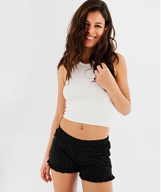 short de pyjama avec finitions froncees femme noir standard bas de pyjamaF208301_4