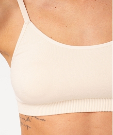 brassiere a fines bretelles en maille extensible femme rose soutien gorge sans armaturesF208501_4