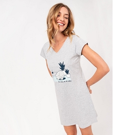 GEMO Chemise de nuit imprimée à manches courtes femme granit chine