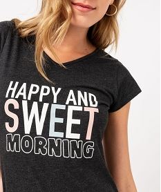 chemise de nuit imprimee a manches courtes femme gris nuisettes chemises de nuitF208801_2