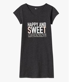 chemise de nuit imprimee a manches courtes femme gris nuisettes chemises de nuitF208801_4