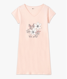 chemise de nuit imprimee a manches courtes femme rose nuisettes chemises de nuitF208901_4