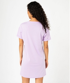 chemise de nuit manches courtes en coton imprime femme - stitch violet nuisettes chemises de nuitF209401_3