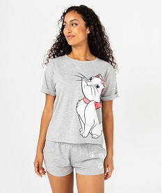 pyjashort avec motif les aristochats fille - disney gris pyjamas ensembles vestesF210301_1