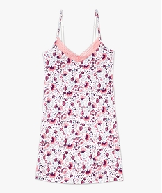 nuisette en viscose avec col v dentelle et fines bretelles femme rose nuisettes chemises de nuitF210401_4
