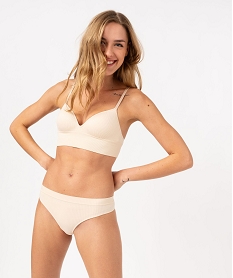tanga en maille cotelee femme rose strings tangasF212301_4