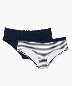 shorty en coton stretch avec ceinture dentelle femme (lot de 2) bleu shortiesF215701_4
