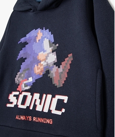 sweat a capuche en molleton doux imprime garcon - sonic bleu sweatsF219501_2